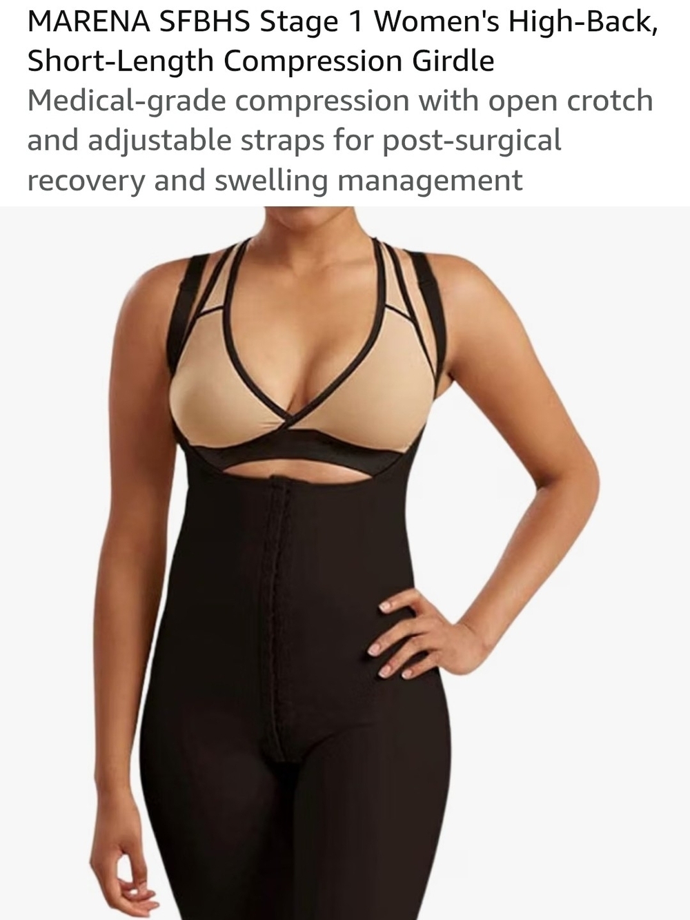 Marena High-Back Short-Length Compression Girdle - Black